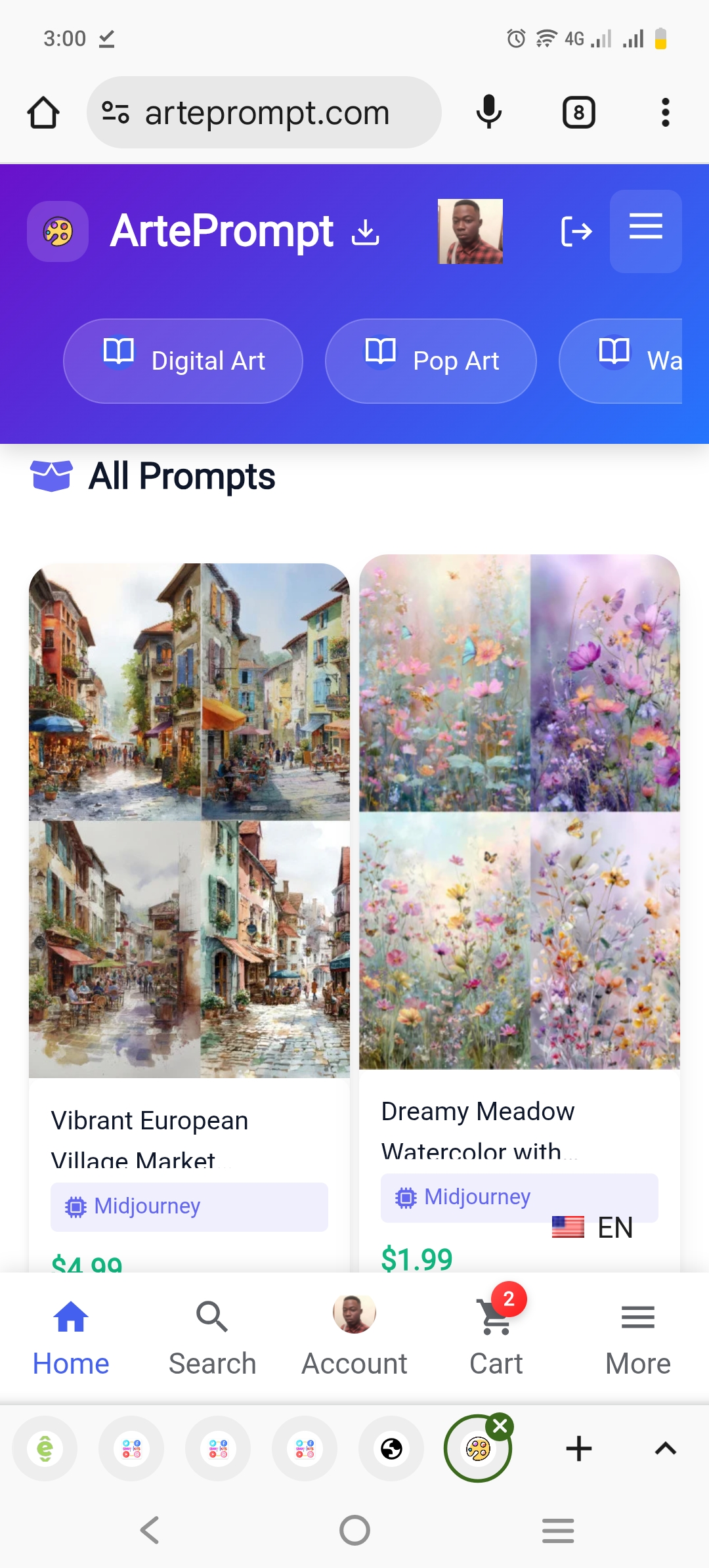 Screenshot of ArtePrompt App