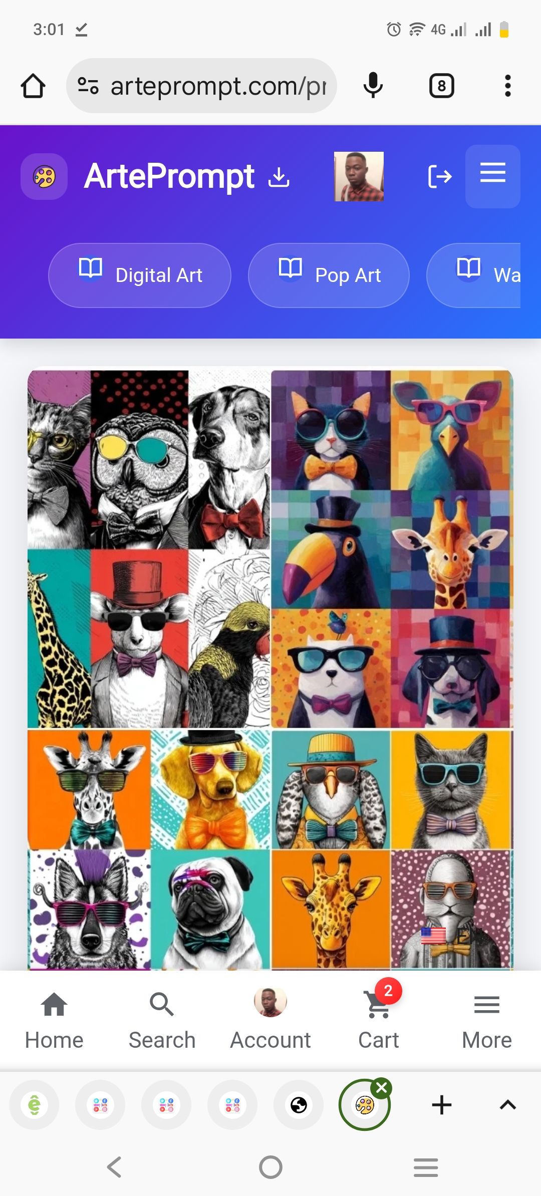 Screenshot of ArtePrompt App