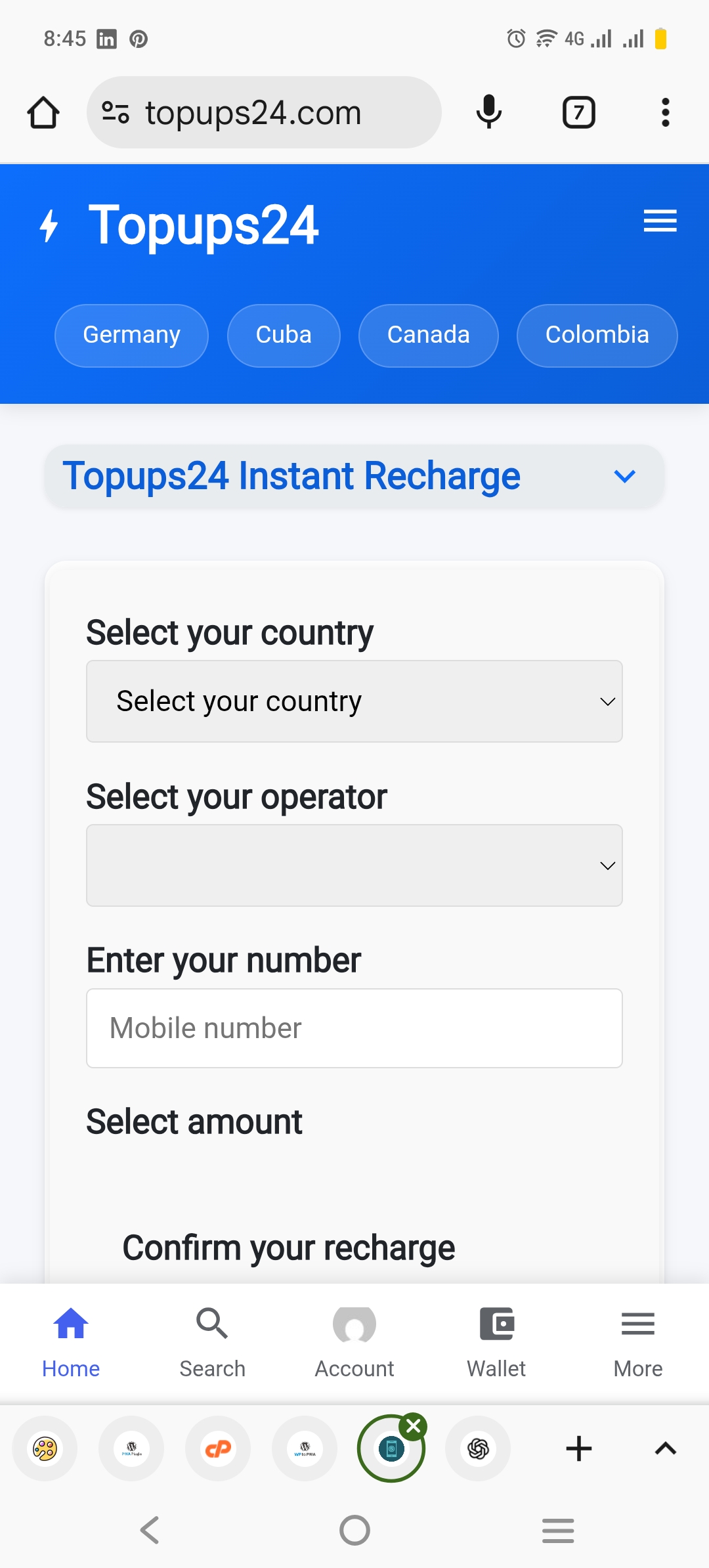 Screenshot of Topups24 App