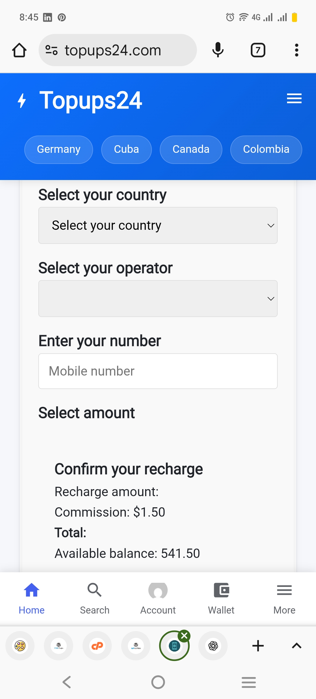 Screenshot of Topups24 App