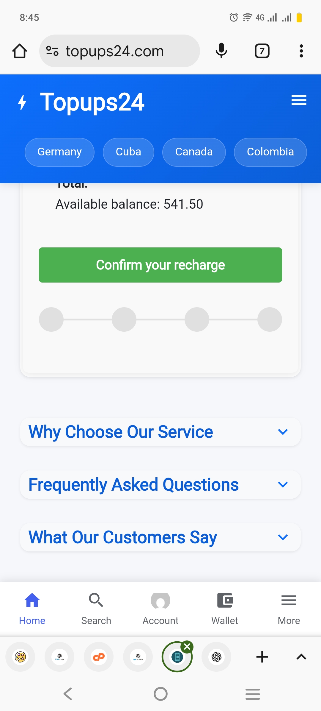 Screenshot of Topups24 App
