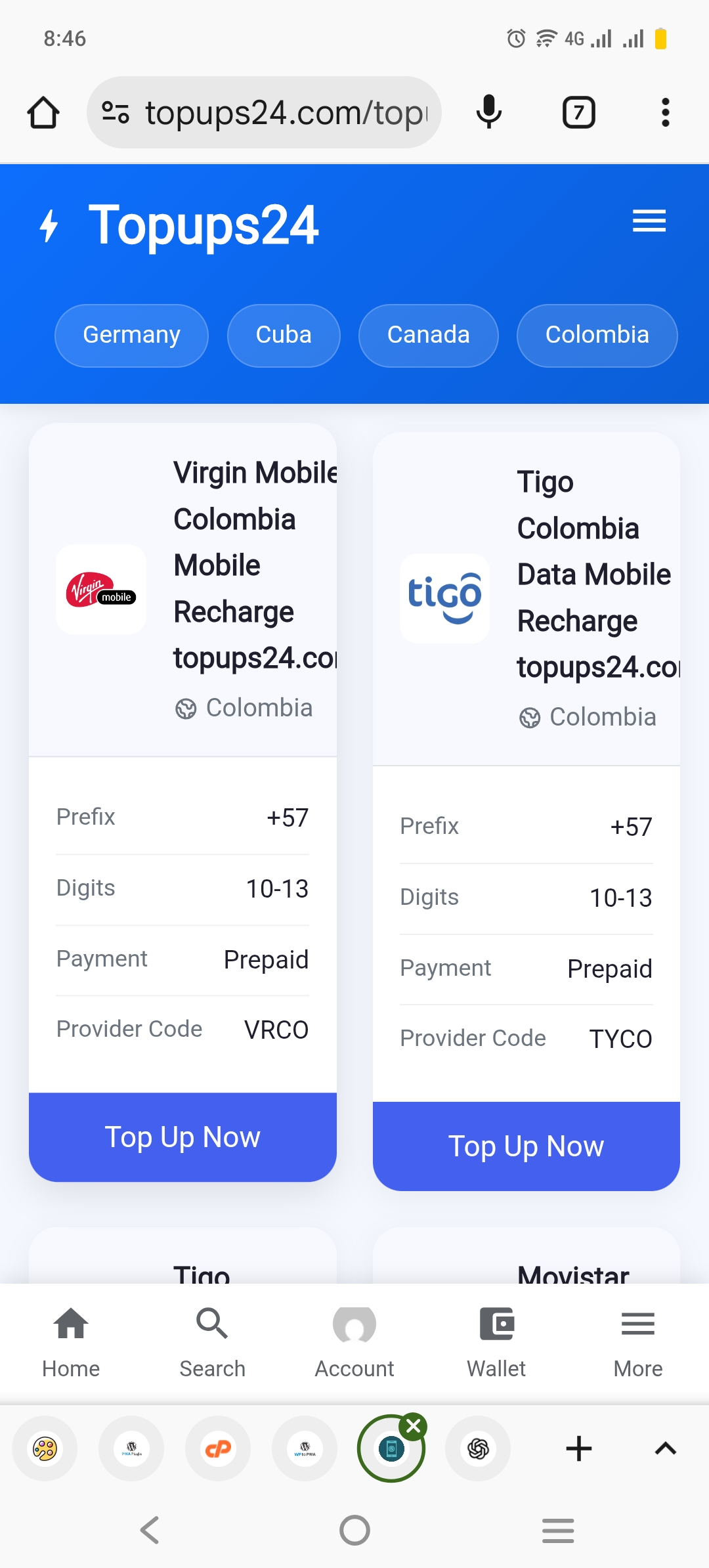 Screenshot of Topups24 App