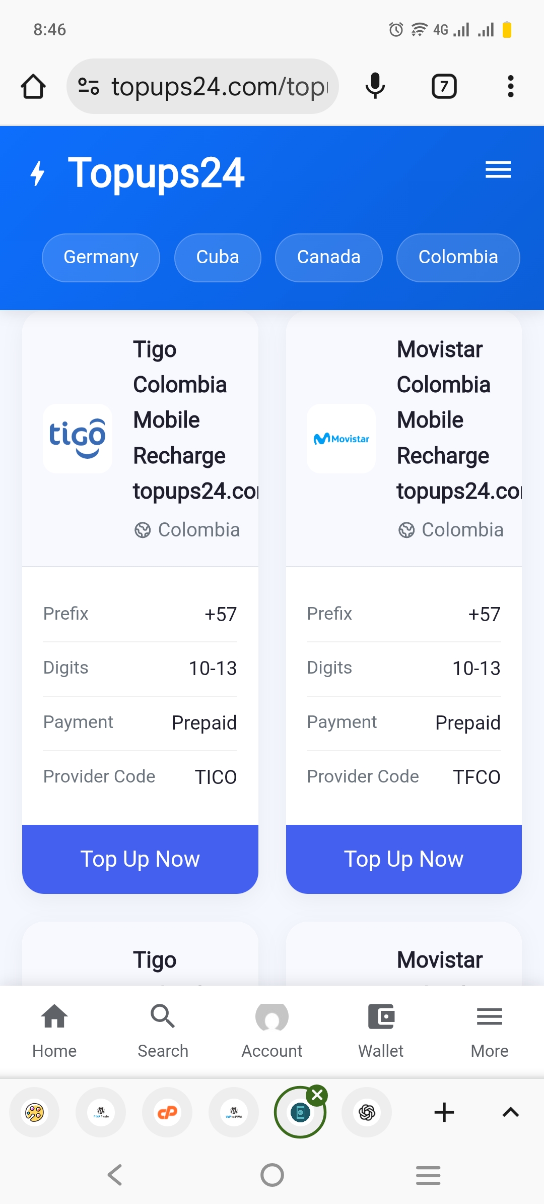 Screenshot of Topups24 App