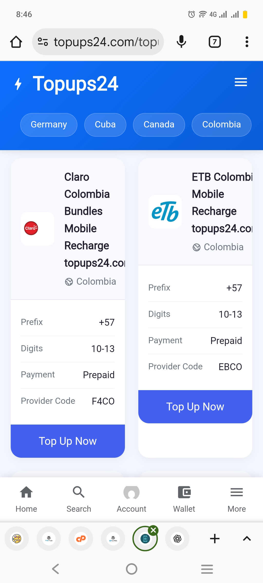 Screenshot of Topups24 App